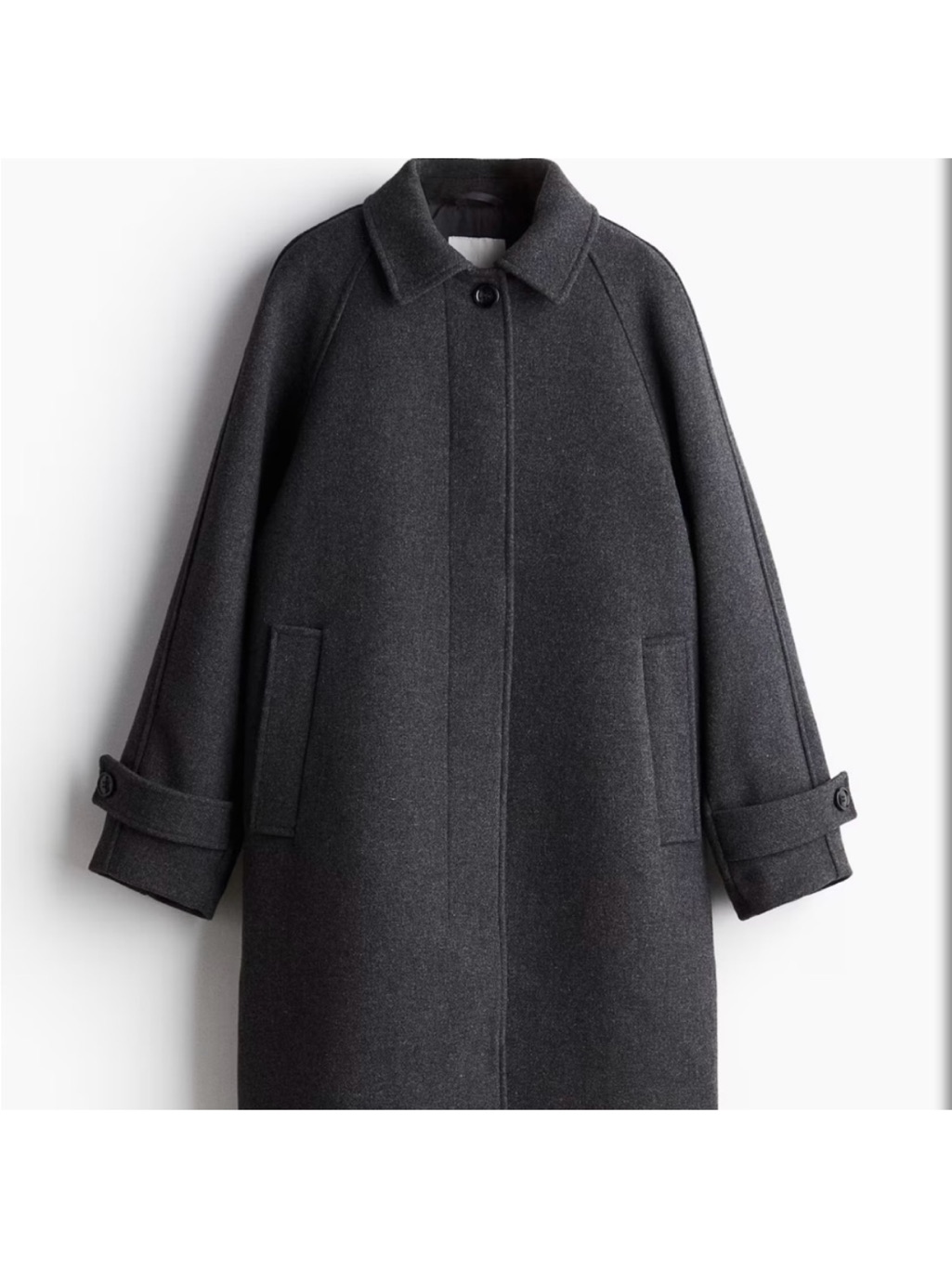 H&M Gray Wool-Blend Trench Coat